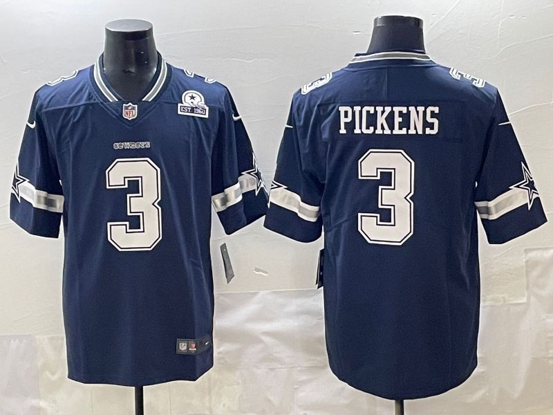 Men 2025 Dallas Cowboys #3 Pickens Drak Blue Nike Limited NFL Jersey style 3->cincinnati reds->MLB Jersey